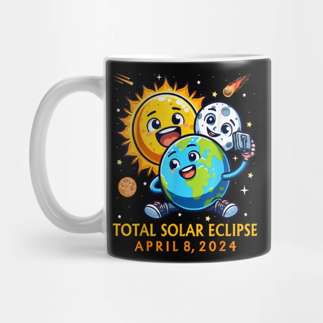 Solar Eclipse April 8 2024 Cute Earth Sun Moon Selfie Space Gift For Men Women kids by truong-artist-C